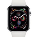 Apple Watch Series 4 - 16GB - Stainless Steel - 40mm - Silver - Rubber - Sport Band - White - Cellular + GPS